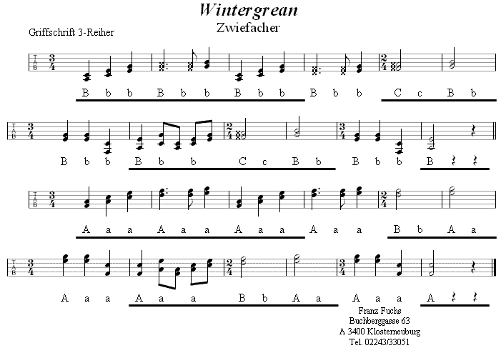 Wintergrean Zwiefacher in Griffschrift für Steirische Harmonika