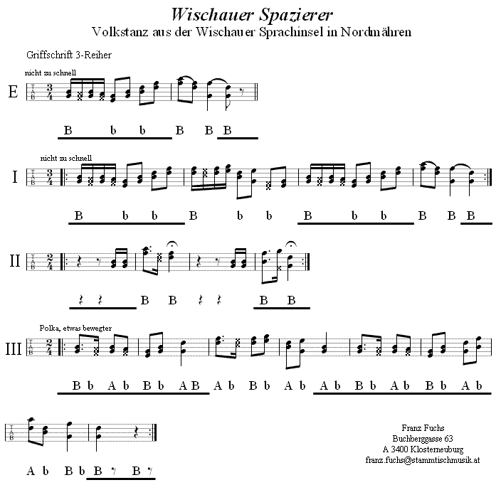 Wischauer Spazierer in Griffschrift für Steirische Harmonika