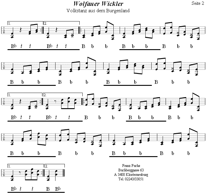 Wolfauer Wickler in Griffschrift für Steirische Harmonika