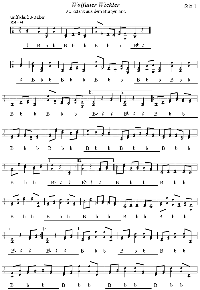 Wolfauer Wickler in Griffschrift für Steirische Harmonika