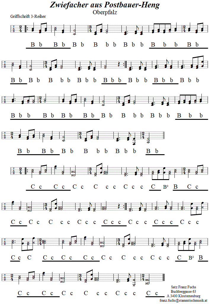 Zwiefacher aus Postbauer-Heng, in Griffschrift für Steirische Harmonika