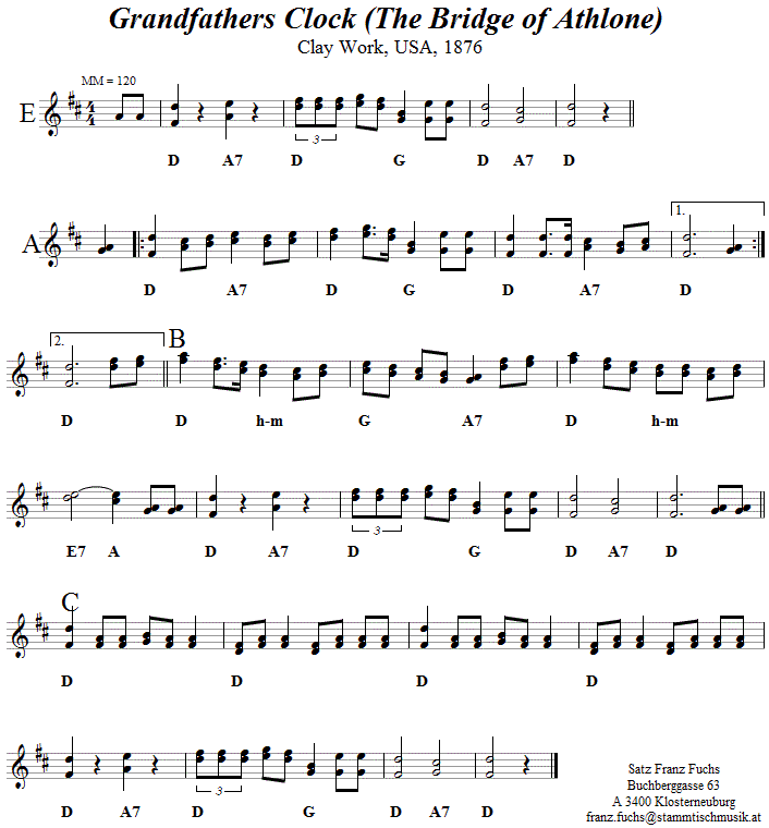 The Bridge of Athlone (I. Melodie Grandfathers Clock), Volkstanznoten
