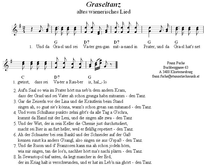 Graseltanz, wienerisches Lied