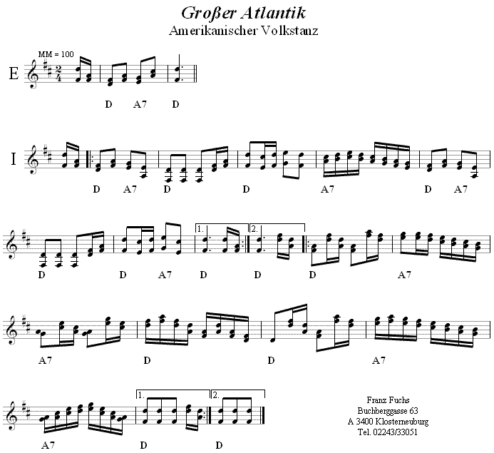 Großer Atlantik Volkstanznoten