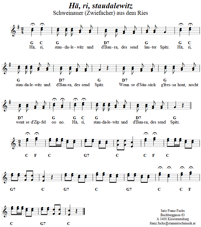 Hä, ri, staudalewitz, Schweinauer (Zwiefacher) aus dem Schwarzwald