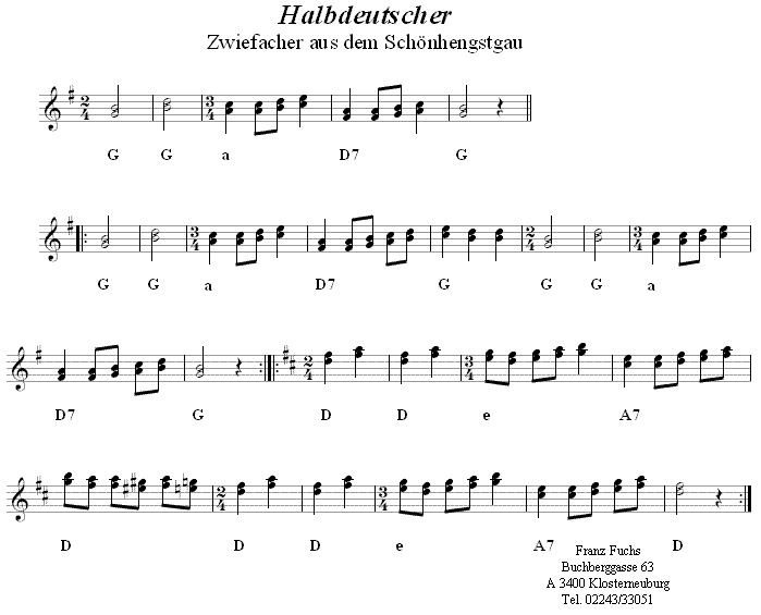 Halbdeutscher - Zwiefacher, Volkstanznoten