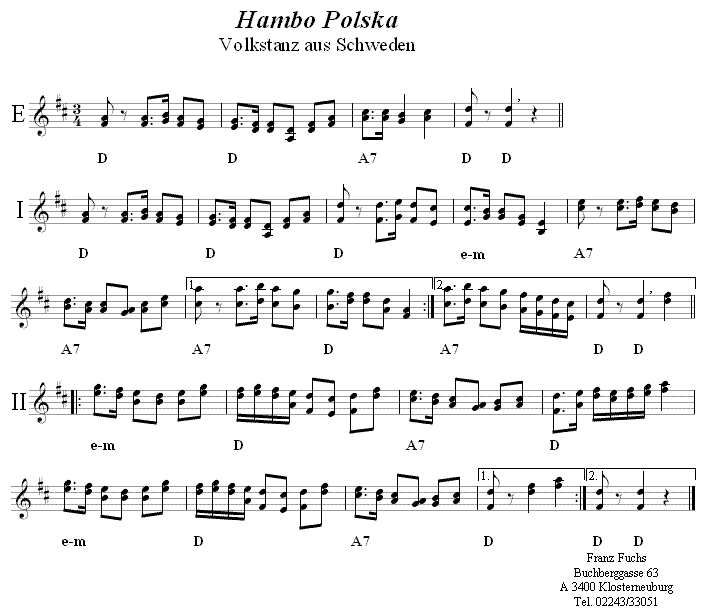 Hambo Polska aus Schweden Volkstanznoten