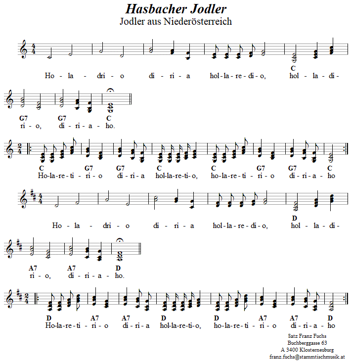 Hasbacher Jodler (Dreier) - Lieder - Volksmusik und Volkstanz im Alpenland