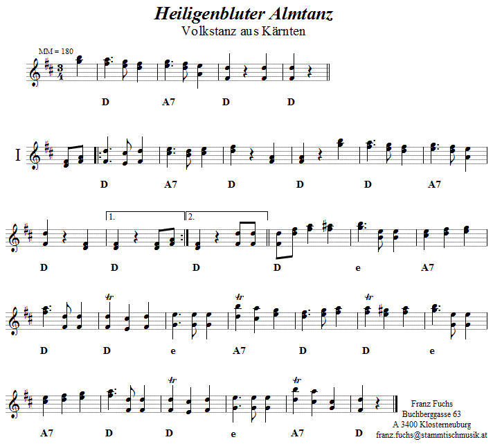 Heiligenbluter Almtanz Volkstanznoten