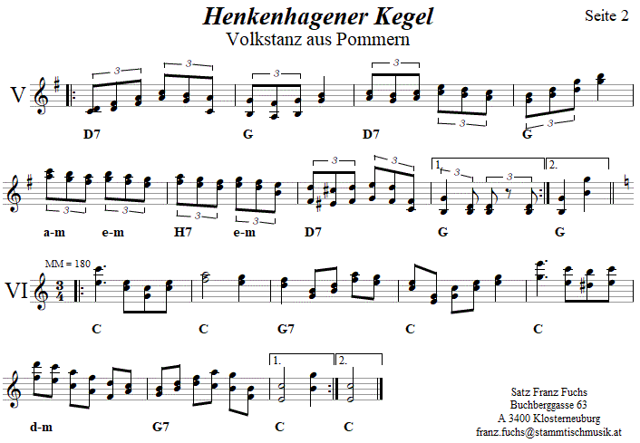 Henkenhagener Kegel - Volkstanznoten