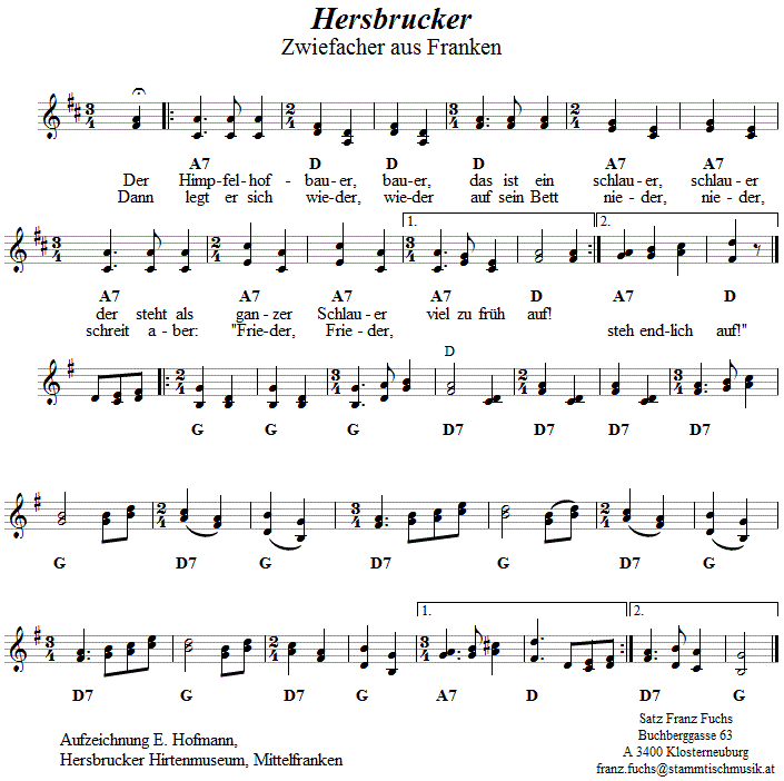Hersbrucker, Zwiefacher in 2-stimmigen Noten