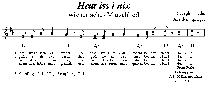 Heut iss i nix - Lieder - Volksmusik und Volkstanz im Alpenland