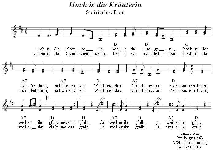 Hoch is die Kräuterin - Lieder - Volksmusik und Volkstanz im Alpenland