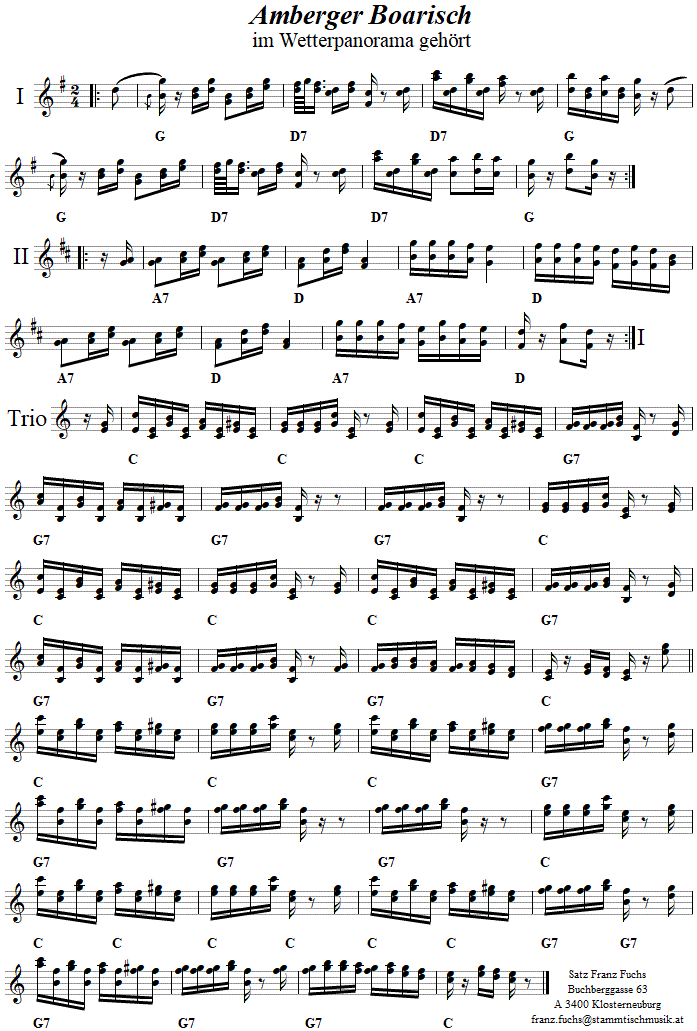 Hochofen-Boarisch (Amberger Boarisch), Noten aus dem Repertoire