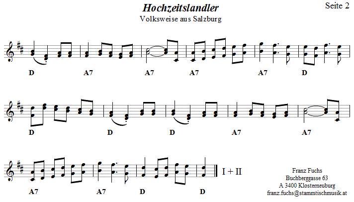 Hochzeitslandler - Noten aus dem Repertoire - Volksmusik im Wirtshaus