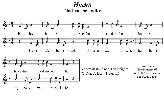 Hoehü-Jodler (ein Nacheinand) - Lieder - Volksmusik und Volkstanz im Alpenland