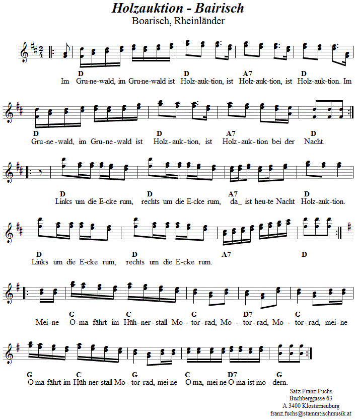 Holzauktion - Noten aus dem Repertoire