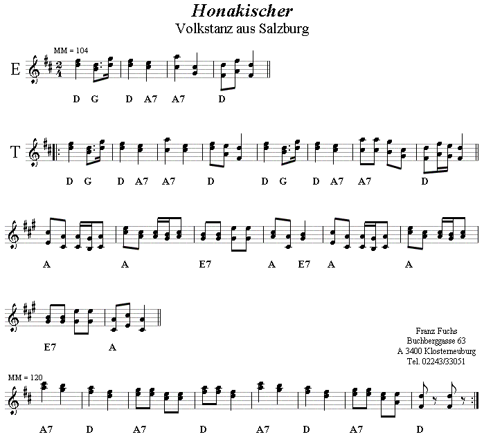 Honakischer Volkstanznoten
