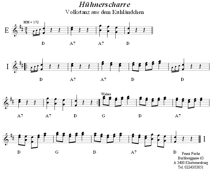 Hühnerscharre (Hienerschorr) Volkstanznoten