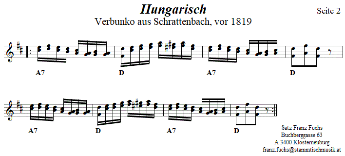 Hungarisch (Verbunkos) - Noten aus dem Repertoire - Volksmusik im Wirtshaus