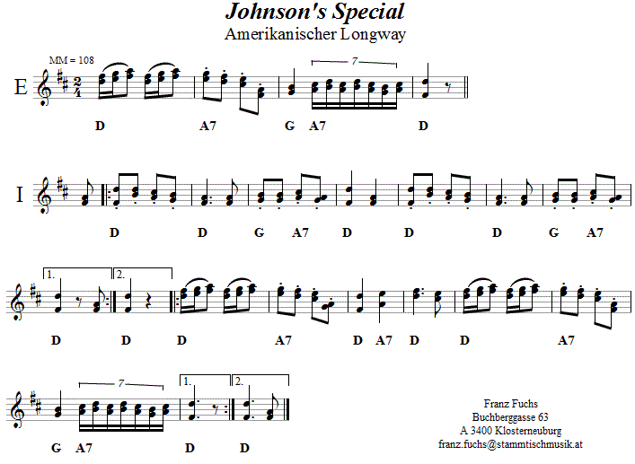 Johnson's Special (Amerikanischer Longway) Volkstanznoten