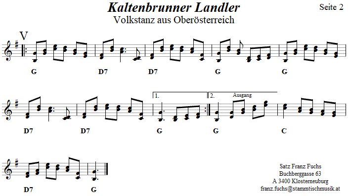 Kaltenbrunner Landler in zweistimmigen Noten