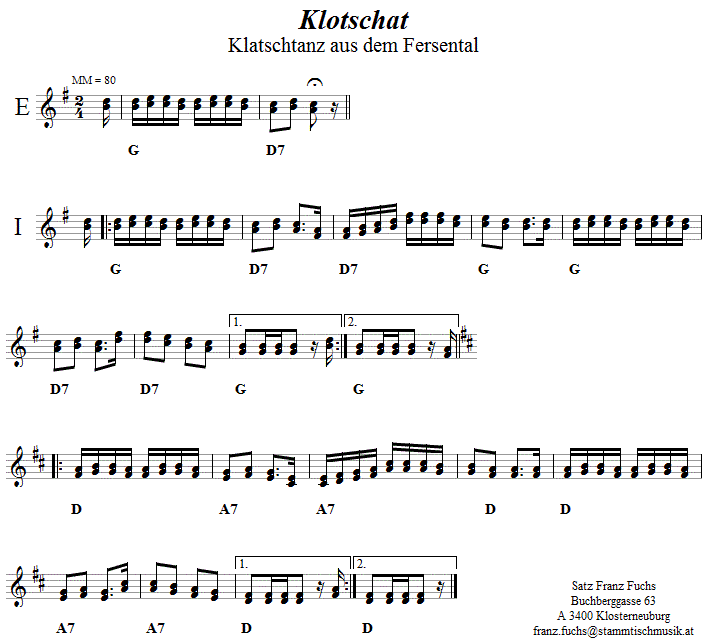 Klotschat Volkstanznoten