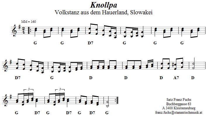 Knollpa, Volkstanznoten