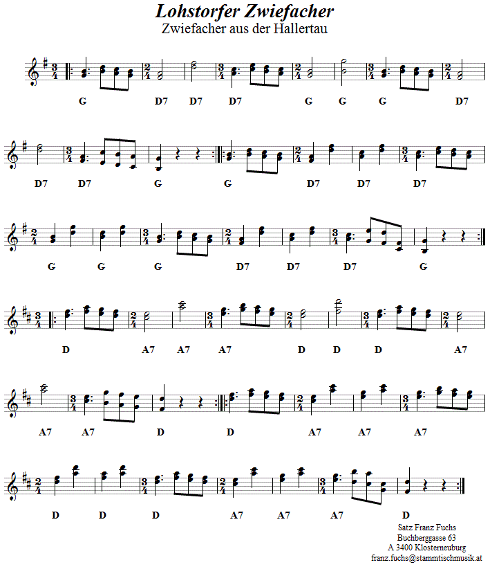 Lohstorfer Zwiefacher, Volkstanznoten