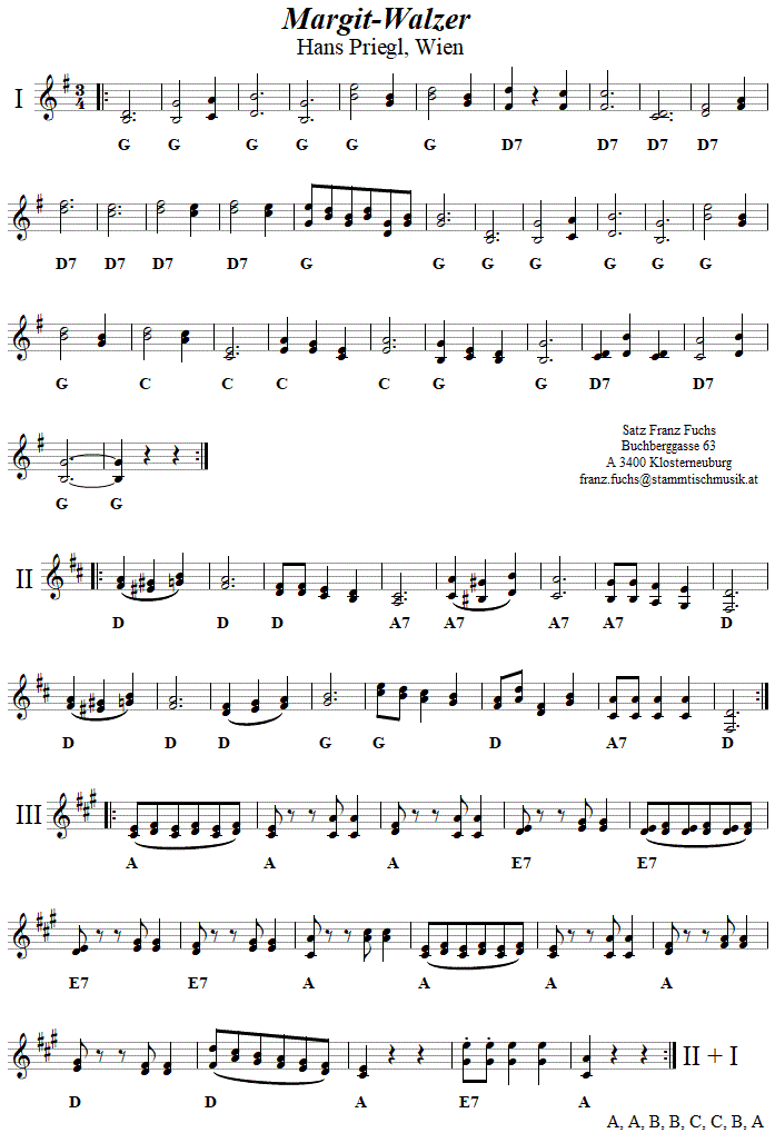 Margitwalzer von Hans Priegl - Noten aus dem Repertoire