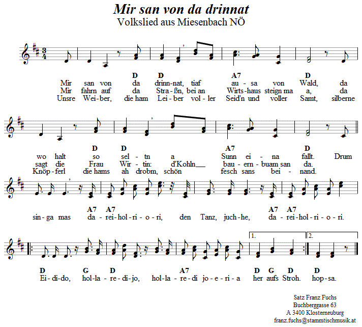 Mir san von da drinnat - Lieder - Volksmusik und Volkstanz im Alpenland