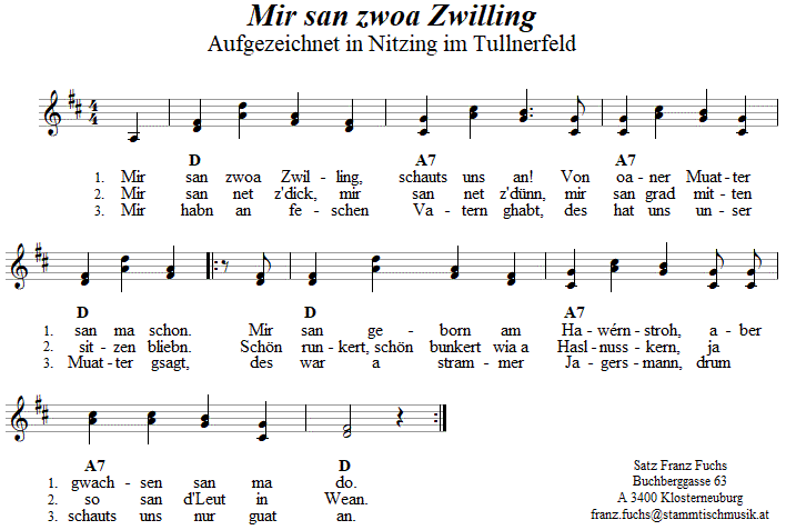 Mir san zwa Zwilling - Lieder - Volksmusik und Volkstanz im Alpenland