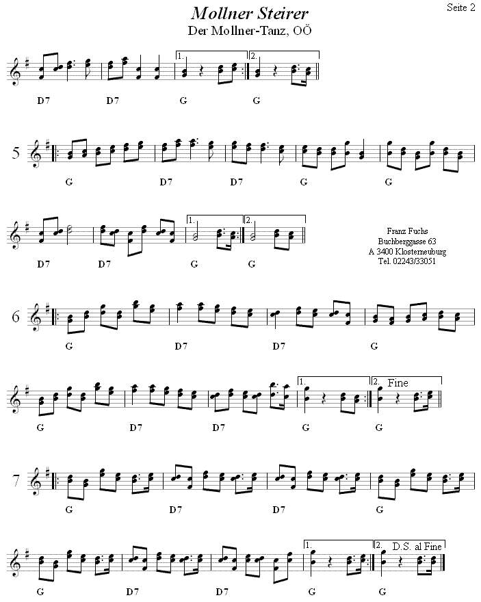 Mollner Steirer (Der Mollner Tanz) Volkstanznoten