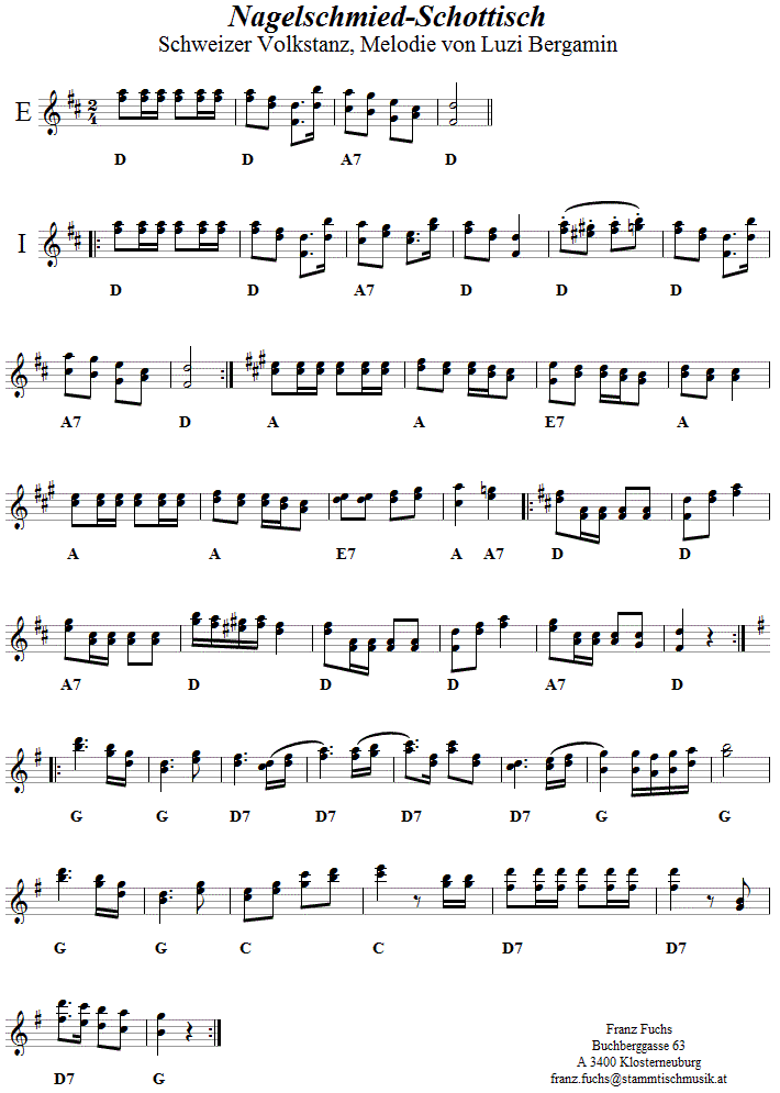 Nagelschmied-Schottisch (Der Nagelschmied), Volkstanznoten