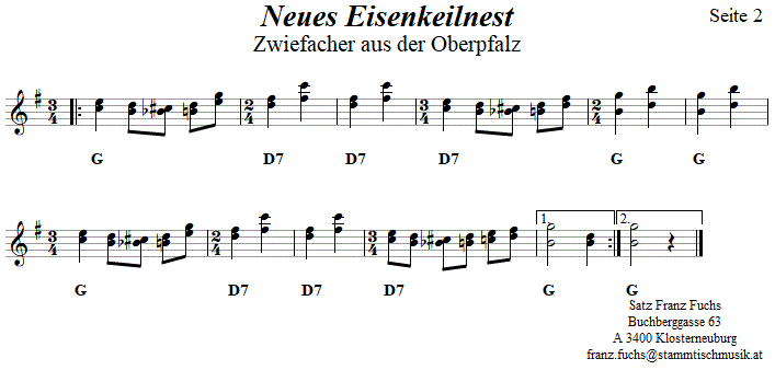 Neues Eisenkeilnest, Zwiefacher, Volkstanznoten