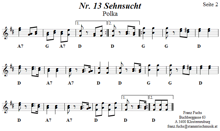 Nr. 13 Sehnsucht Polka - Reiteregg - Noten