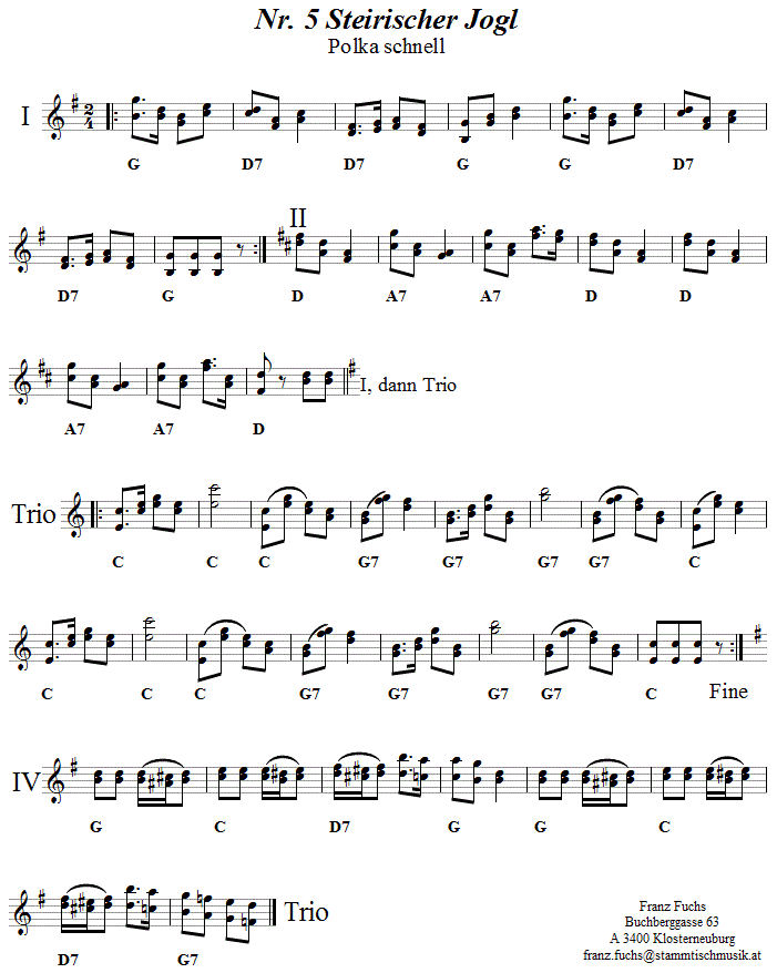 Nr. 5 Steirischer Jogl, Polka schnell - Reiteregg - Noten