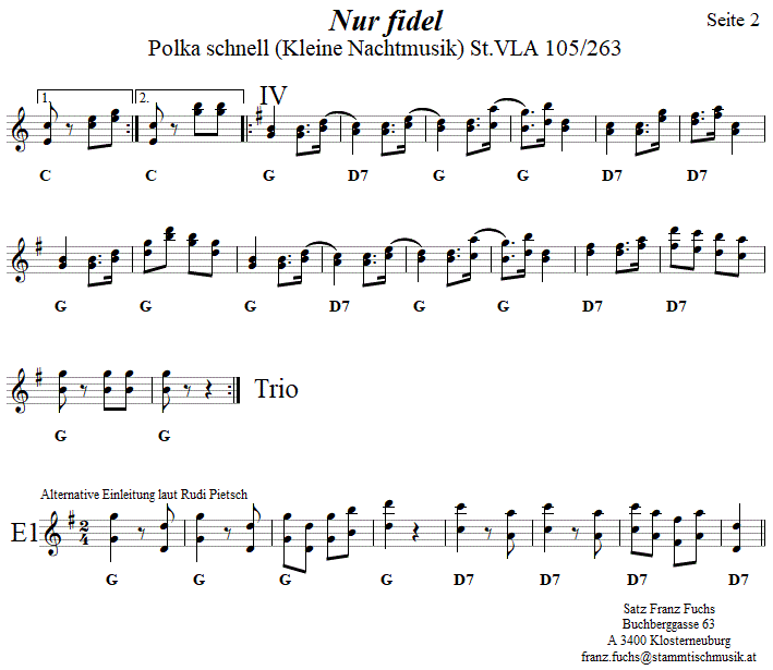 Nur fidel - Polka schnell, Noten aus dem Repertoire