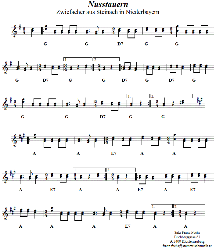 Nusstauern Zwiefacher in zweistimmigen Noten