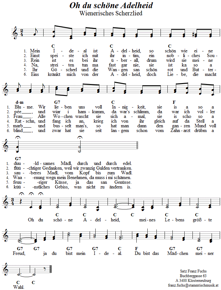 Oh du schöne Adelheid - Lieder - Volksmusik und Volkstanz im Alpenland