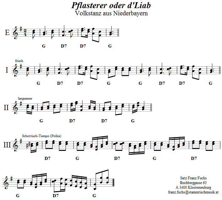 Pflasterer, Volkstanznoten