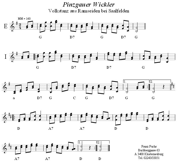 Pinzgauer Wickler Volkstanznoten