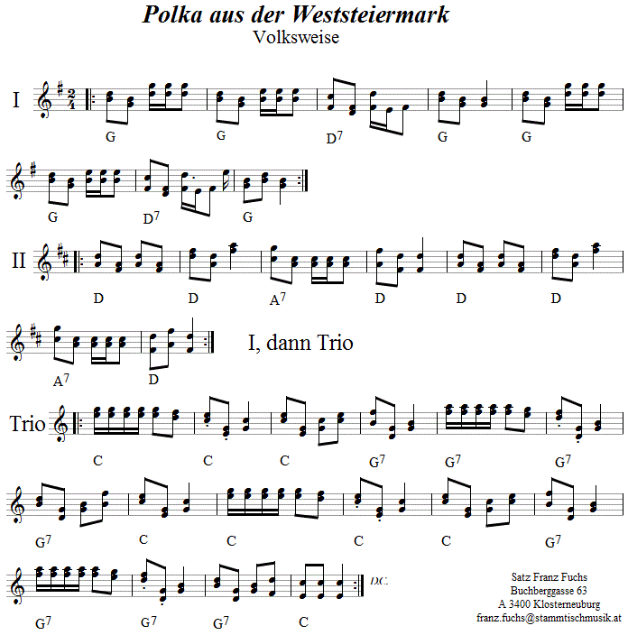 Polka aus der Weststeiermark Noten aus dem Repertoire