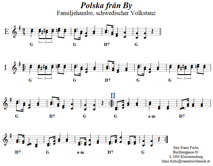 Familjehambo (Polska från By) Volkstanznoten