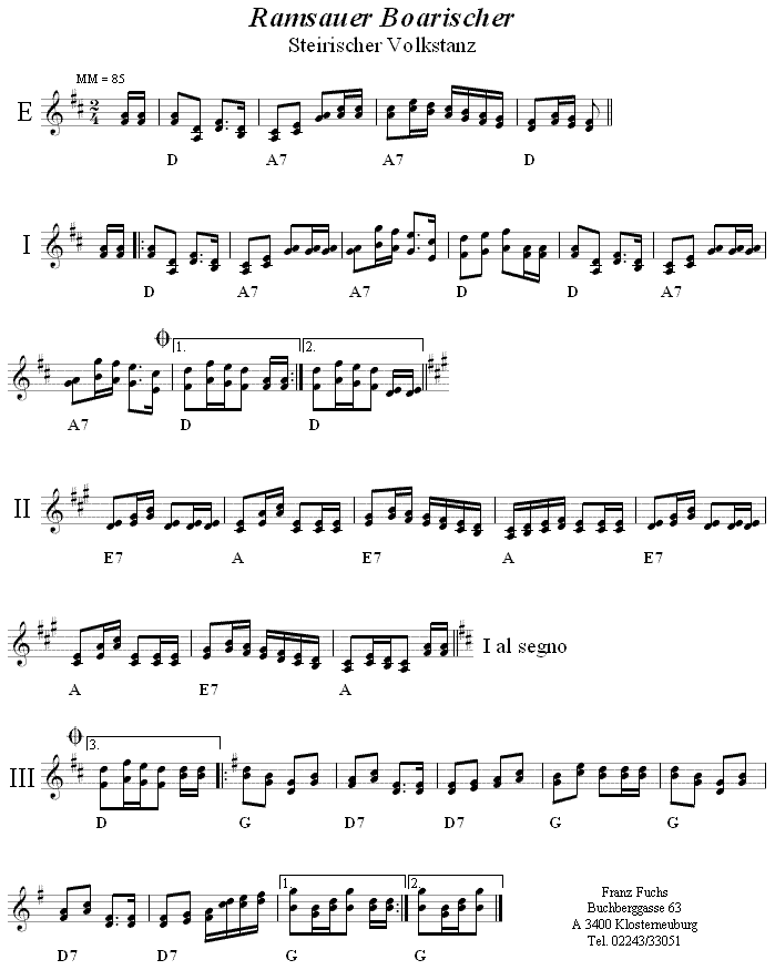 Boarischer aus der Ramsau (Ramsauer Boarischer) Volkstanznoten