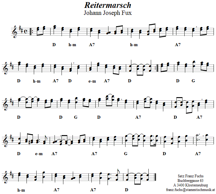 Reitermarsch von Johann Joseph Fux - Noten aus dem Repertoire