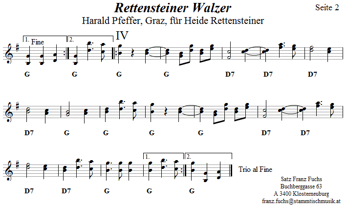 Rettensteiner Walzer - Noten aus dem Repertoire - Volksmusik im Wirtshaus