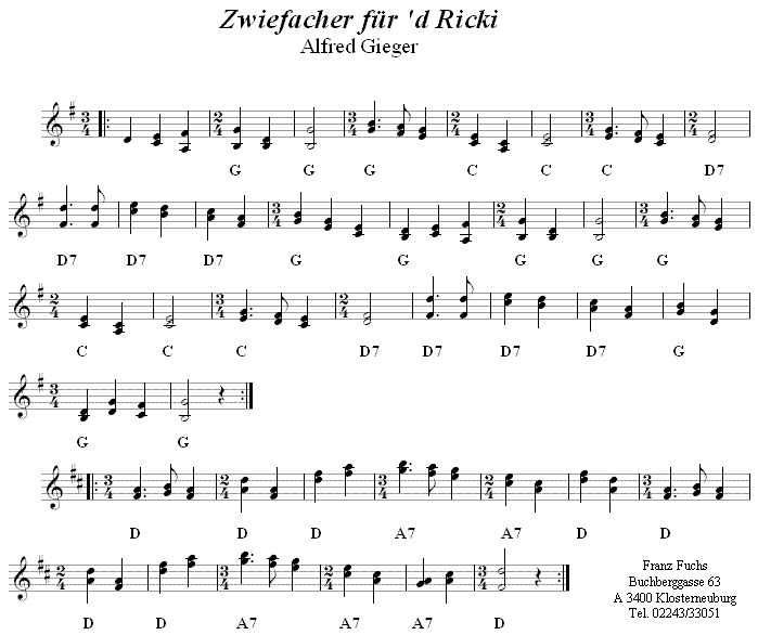 Riki-Zwiefacher von Alfred Gieger, Volkstanznoten