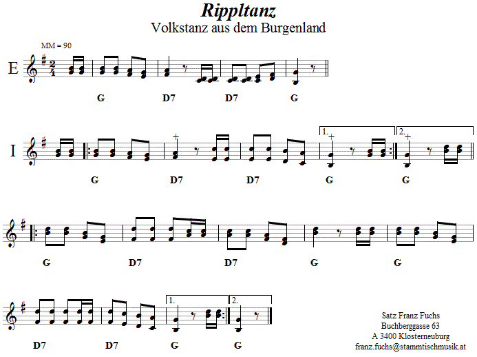 Rippltanz - Burschentanz, Volkstanznoten