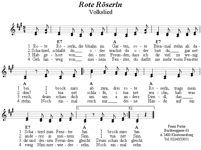 Rote Röserln, die blüahn im Garten - Lieder - Volksmusik und Volkstanz im Alpenland